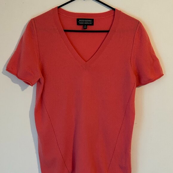 Pink Cashmere Short-Sleeved Sweater - Picture 1 of 3